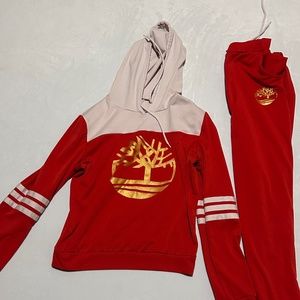 NEW RED X GOLD HOODIE JOGGER TRACK SUIT